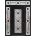 Front Exterior Prehung Aluminum Door / Iron 1655 Black / Entry Steel Metal Classic Painted 64 x 96 (16+36+16" x 80+16")-Left-hand Inswing Black