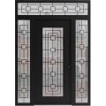 Front Exterior Prehung Aluminum Door / Iron 1688 Black / Entry Steel Metal Classic Painted 64 x 92 (16+36+16" x 80+12")-Left-hand Inswing Black
