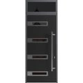 Front Exterior Prehung Steel Door / Ronex 0131 Grey 96" / Transom Window Sidelite / Entry Metal Modern Painted W36" x H96+16" Left hand Inswing Black