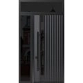 Front Exterior Prehung Steel Door / Ronex 0144 Grey 96" / Sidelight and Transom Window Sidelite / Entry Metal Modern Painted W36+12" x H96+16" Right hand Inswing Gray