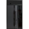 Front Exterior Prehung Steel Door / Ronex 0144 Grey 96" / Sidelight and Transom Window Sidelite / Entry Metal Modern Painted W36+14" x H96+16" Left hand Inswing Gray