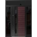 Front Exterior Prehung Steel Door / Ronex 0162 Red Oak 96" / 2 Sidelight and Transom Window Sidelite / Entry Metal Modern Painted W14+36+14" x H96+16" Right hand Inswing Red Oak