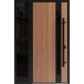 Front Exterior Prehung Steel Door / Ronex 1033 Teak / Sidelight Exterior Window Sidelite / Entry Metal Modern Painted W36+12" x H80" Left hand Inswing Oak