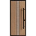 Front Exterior Prehung Steel Door / Ronex 1055 Teak / Entry Metal Modern Painted W36" x H80" Left hand Inswing Oak