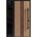 Front Exterior Prehung Steel Door / Ronex 1055 Teak / Sidelight Exterior Window Sidelite / Entry Metal Modern Painted W36+16" x H80" Left hand Inswing Oak