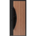 Front Exterior Prehung Steel Door / Ronex 1077 Teak / Entry Metal Modern Painted W36" x H80" Right hand Inswing Teak
