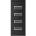 Front Exterior Prehung Metal-Plastic Door | Manux 8113 Antracite Grey | Office Commercial and Residential Doors Entrance Patio Garage W36" x H80" Right hand Inswing Black Matte