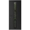 Front Exterior Prehung Metal-Plastic Door Frosted Glass / MANUX 8112 Walnut / Office Commercial and Residential Doors Entrance Patio Garage 32 x 80 (32" x 80") Right-hand Inswing Black Matte