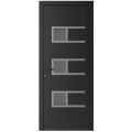 Front Exterior Prehung Metal-Plastic Door | Manux 8933 Antracite Grey | Office Commercial and Residential Doors Entrance Patio Garage W32" x H80" Right hand Inswing Black Matte