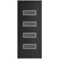 Front Exterior Prehung Metal-Plastic Door | Manux 8113 White Silk | Office Commercial and Residential Doors Entrance Patio Garage W36" x H80" Left hand Inswing Black Matte