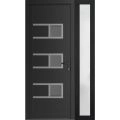 Front Exterior Prehung Metal-Plastic Door | Manux 8933 Matte Black | Side Sidelite Transom | Office Commercial and Residential Doors Entrance Patio Garage 48" x 80" (W32+16" x H80") Left hand Inswing Black Matte