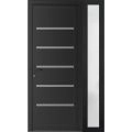 Front Exterior Prehung Metal-Plastic Door | Manux 8415 Matte Black | Side Sidelite Transom | Office Commercial and Residential Doors Entrance Patio Garage 52" x 80" (W36+16" x H80") Right hand Inswing Black Matte
