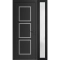Front Exterior Prehung Metal-Plastic Door | Manux 8661 White Silk | Side Sidelite Transom | Office Commercial and Residential Doors Entrance Patio Garage 50" x 80" (W36+14" x H80") Left hand Inswing Black Matte