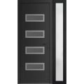 Front Exterior Prehung Metal-Plastic Door | Manux 8113 Matte Black | Side Sidelite Transom | Office Commercial and Residential Doors Entrance Patio Garage 48" x 80" (W32+16" x H80") Left hand Inswing Black Matte