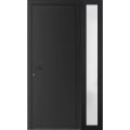 Front Exterior Prehung Metal-Plastic Door | Manux 8111 Matte Black | Side Sidelite Transom | Office Commercial and Residential Doors Entrance Patio Garage 50" x 80" (W36+14" x H80") Right hand Inswing Black Matte