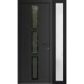 Front Exterior Prehung Metal-Plastic Door Frosted Glass / MANUX 8112 Matte Black / Office Commercial and Residential Doors Entrance Patio Garage 44 x 80 (32+12" x 80") Left-hand Inswing Black Matte