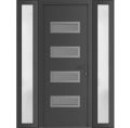 Front Exterior Prehung Metal-Plastic Door | Manux 8113 Walnut | 2 Side Sidelite Transoms | Office Commercial and Residential Doors Entrance Patio Garage 64" x 80" (W16+32+16" x H80") Left hand Inswing Antracite