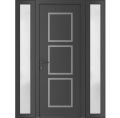 Front Exterior Prehung Metal-Plastic Door | Manux 8661 Antracite Grey | 2 Side Sidelite Transoms | Office Commercial and Residential Doors Entrance Patio Garage 60" x 80" (W12+36+12" x H80") Right hand Inswing Antracite