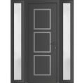 Front Exterior Prehung Metal-Plastic Door | Manux 8661 White Silk | 2 Side Sidelite Transoms | Office Commercial and Residential Doors Entrance Patio Garage 68" x 80" (W16+36+16" x H80") Left hand Inswing Antracite