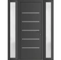 Front Exterior Prehung Metal-Plastic Door | Manux 8415 Matte Black | 2 Side Sidelite Transoms | Office Commercial and Residential Doors Entrance Patio Garage 68" x 80" (W16+36+16" x H80") Left hand Inswing Antracite