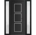 Front Exterior Prehung Metal-Plastic Door | Manux 8661 White Silk | 2 Side Sidelite Transoms | Office Commercial and Residential Doors Entrance Patio Garage 68" x 80" (W16+36+16" x H80") Left hand Inswing Black Matte