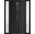 Front Exterior Prehung Metal-Plastic Door Frosted Glass / MANUX 8112 Matte Black / Office Commercial and Residential Doors Entrance Patio Garage 56 x 80 (12+32+12" x 80") Left-hand Inswing Black Matte