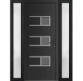 Front Exterior Prehung Metal-Plastic Door | Manux 8933 Matte Black | 2 Side Sidelite Transoms | Office Commercial and Residential Doors Entrance Patio Garage 62" x 80" (W16+30+16" x H80") Left hand Inswing Black Matte