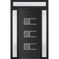 Front Exterior Prehung Metal-Plastic Door | Manux 8933 White Silk | 2 Side and Top Sidelite Transom | Office Commercial and Residential Doors Entrance Patio Garage 62" x 94" (W16+30+16" x H80+14") Right hand Inswing Black Matte