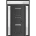 Front Exterior Prehung Metal-Plastic Door | Manux 8661 White Silk | 2 Side and Top Sidelite Transom | Office Commercial and Residential Doors Entrance Patio Garage 64" x 94" (W14+36+14" x H80+14") Right hand Inswing Antracite