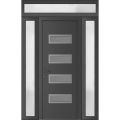 Front Exterior Prehung Metal-Plastic Door | Manux 8113 Walnut | 2 Side and Top Sidelite Transom | Office Commercial and Residential Doors Entrance Patio Garage 68" x 94" (W16+36+16" x H80+14") Right hand Inswing Antracite