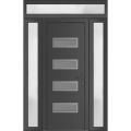 Front Exterior Prehung Metal-Plastic Door | Manux 8113 Antracite Grey | 2 Side and Top Sidelite Transom | Office Commercial and Residential Doors Entrance Patio Garage 56" x 94" (W12+32+12" x H80+14") Left hand Inswing Antracite