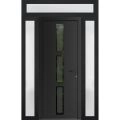 Front Exterior Prehung Metal-Plastic Door Frosted Glass / MANUX 8112 White Silk / Office Commercial and Residential Doors Entrance Patio Garage 60 x 92 (14+32+14" x 80+12") Left-hand Inswing Black Matte