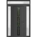 Front Exterior Prehung Metal-Plastic Door Frosted Glass / MANUX 8112 White Silk / Office Commercial and Residential Doors Entrance Patio Garage 60 x 92 (14+32+14" x 80+12") Left-hand Inswing Antracite