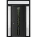 Front Exterior Prehung Metal-Plastic Door | Manux 8112 Antracite Grey | 2 Side and Top Sidelite Transom | Office Commercial and Residential Doors Entrance Patio Garage 60" x 94" (W12+36+12" x H80+14") Right hand Inswing Black Matte