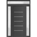 Front Exterior Prehung Metal-Plastic Door | Manux 8415 White Silk | 2 Side and Top Sidelite Transom | Office Commercial and Residential Doors Entrance Patio Garage 68" x 94" (W16+36+16" x H80+14") Left hand Inswing Antracite