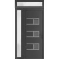 Front Exterior Prehung Metal-Plastic Door | Manux 8933 Walnut | Side and Top Sidelite Transom | Office Commercial and Residential Doors Entrance Patio Garage 52" x 94" (W36+16" x H80+14") Left hand Inswing Antracite