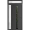 Front Exterior Prehung Metal-Plastic Door | Manux 8112 Matte Black | Side and Top Sidelite Transom | Office Commercial and Residential Doors Entrance Patio Garage 52" x 94" (W36+16" x H80+14") Left hand Inswing Antracite