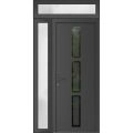 Front Exterior Prehung Metal-Plastic Door Frosted Glass / MANUX 8112 Antracite / Office Commercial and Residential Doors Entrance Patio Garage 50 x 92 (32+14" x 80+12") Right-hand Inswing Antracite