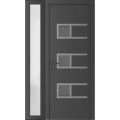 Front Exterior Prehung Metal-Plastic Door | Manux 8933 White Silk | Side Sidelite Transom | Office Commercial and Residential Doors Entrance Patio Garage 50" x 80" (W36+14" x H80") Right hand Inswing Antracite