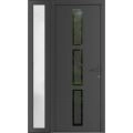 Front Exterior Prehung Metal-Plastic Door Frosted Glass / MANUX 8112 Matte Black / Office Commercial and Residential Doors Entrance Patio Garage 44 x 80 (32+12" x 80") Left-hand Inswing Antracite