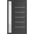 Front Exterior Prehung Metal-Plastic Door | Manux 8415 Walnut | Side Sidelite Transom | Office Commercial and Residential Doors Entrance Patio Garage 44" x 80" (W32+12" x H80") Left hand Inswing Antracite