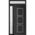 Front Exterior Prehung Metal-Plastic Door | Manux 8661 Matte Black | Side and Top Sidelite Transom | Office Commercial and Residential Doors Entrance Patio Garage 48" x 94" (W36+12" x H80+14") Right hand Inswing Black Matte