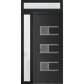 Front Exterior Prehung Metal-Plastic Door | Manux 8933 Walnut | Side and Top Sidelite Transom | Office Commercial and Residential Doors Entrance Patio Garage 42" x 94" (W30+12" x H80+14") Right hand Inswing Black Matte