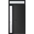 Front Exterior Prehung Metal-Plastic Door | Manux 8111 White Silk | Side and Top Sidelite Transom | Office Commercial and Residential Doors Entrance Patio Garage 48" x 94" (W36+12" x H80+14") Right hand Inswing Black Matte