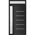 Front Exterior Prehung Metal-Plastic Door | Manux 8415 Walnut | Side and Top Sidelite Transom | Office Commercial and Residential Doors Entrance Patio Garage 52" x 94" (W36+16" x H80+14") Right hand Inswing Black Matte