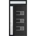 Front Exterior Prehung Metal-Plastic Door | Manux 8933 White Silk | Side and Top Sidelite Transom | Office Commercial and Residential Doors Entrance Patio Garage 46" x 94" (W32+14" x H80+14") Left hand Inswing Black Matte