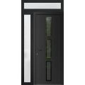 Front Exterior Prehung Metal-Plastic Door | Manux 8112 White Silk | Side and Top Sidelite Transom | Office Commercial and Residential Doors Entrance Patio Garage 52" x 94" (W36+16" x H80+14") Right hand Inswing Black Matte