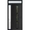 Front Exterior Prehung Metal-Plastic Door Frosted Glass / MANUX 8112 Walnut / Office Commercial and Residential Doors Entrance Patio Garage 46 x 94 (32+14" x 80+14") Left-hand Inswing Black Matte