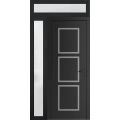 Front Exterior Prehung Metal-Plastic Door | Manux 8661 Walnut | Side and Top Sidelite Transom | Office Commercial and Residential Doors Entrance Patio Garage 48" x 94" (W36+12" x H80+14") Left hand Inswing Black Matte