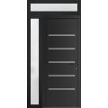Front Exterior Prehung Metal-Plastic Door | Manux 8415 Matte Black | Side and Top Sidelite Transom | Office Commercial and Residential Doors Entrance Patio Garage 44" x 94" (W32+12" x H80+14") Left hand Inswing Black Matte